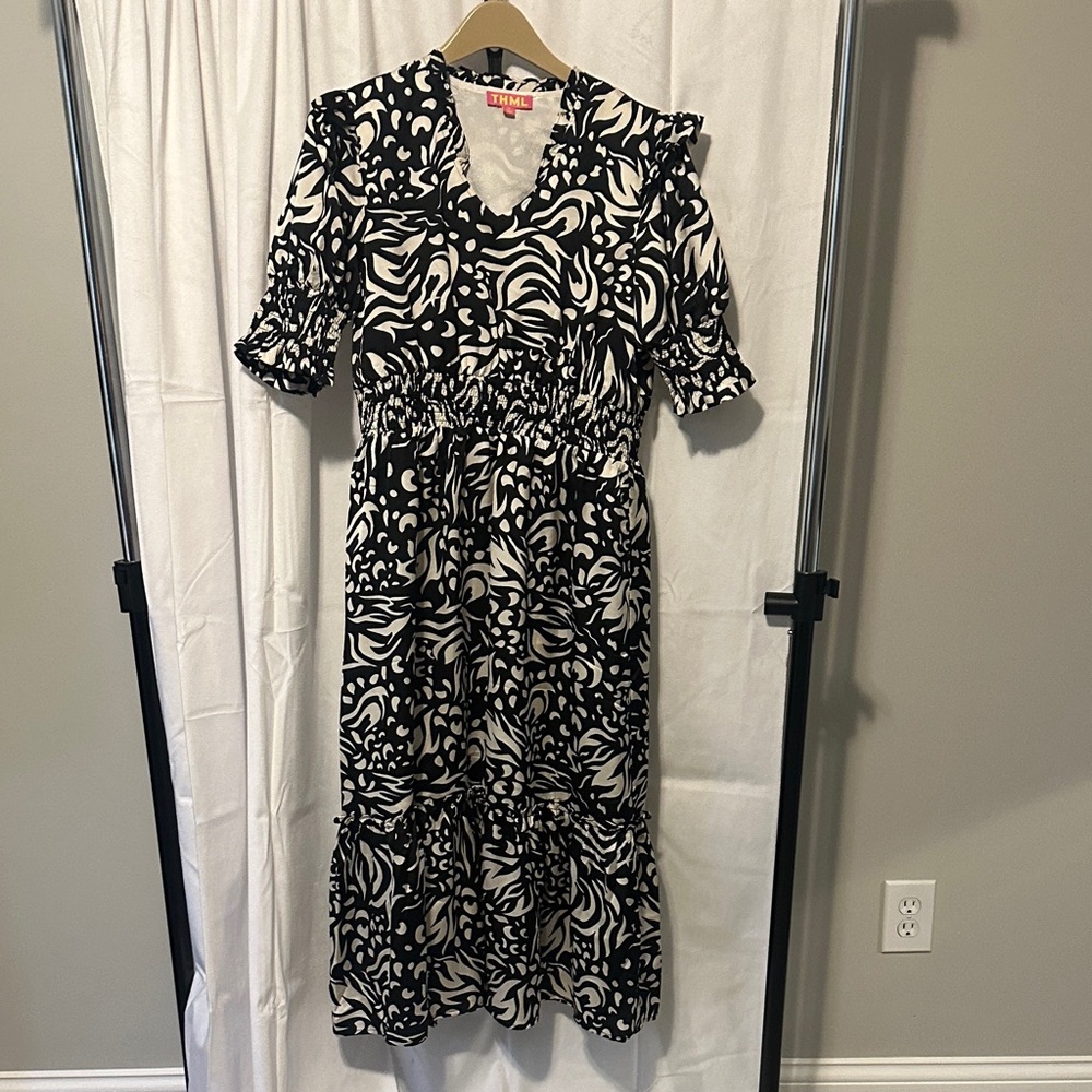 Black and cream Patterned Dress